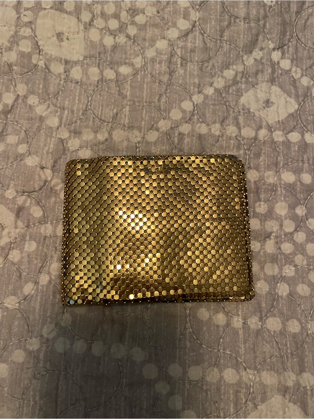 Whiting & Davis Gold Sequin Mesh Card Case